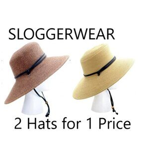 Sloggers Wide Brim Braided Sun Hat Set - Light and Dark Brown - BNWOT